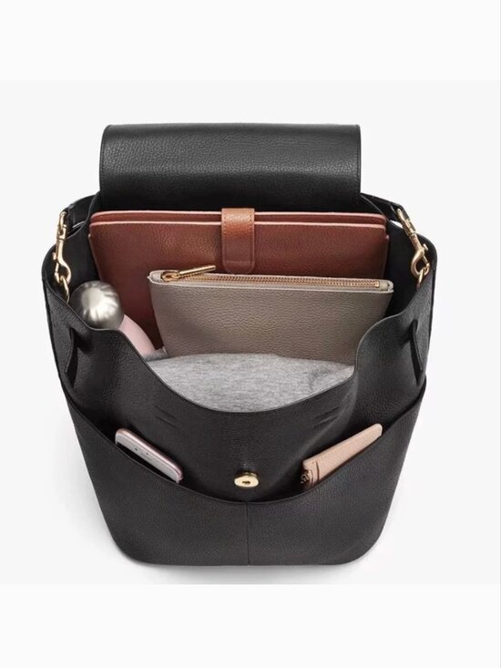 CUYANA Leather Backpack in Black Pebbled Leather main image 4